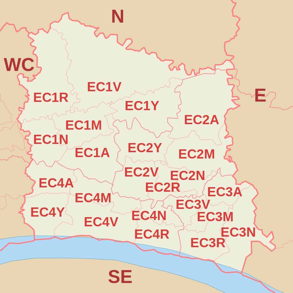 EC Postcode Area Map