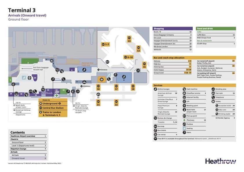 Heathrow Terminal 3 Pick up Map