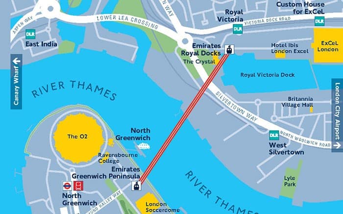London Cable Car Map