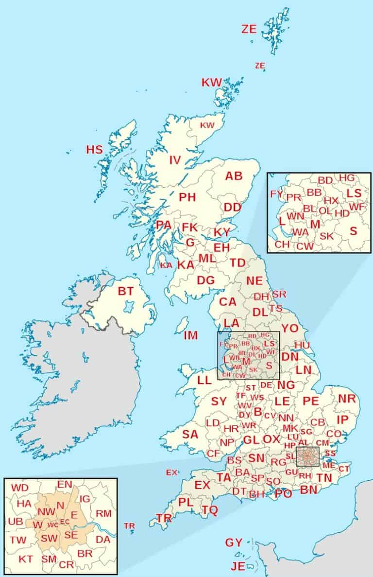 Area Postcodes UK By Regions Complete List Winterville