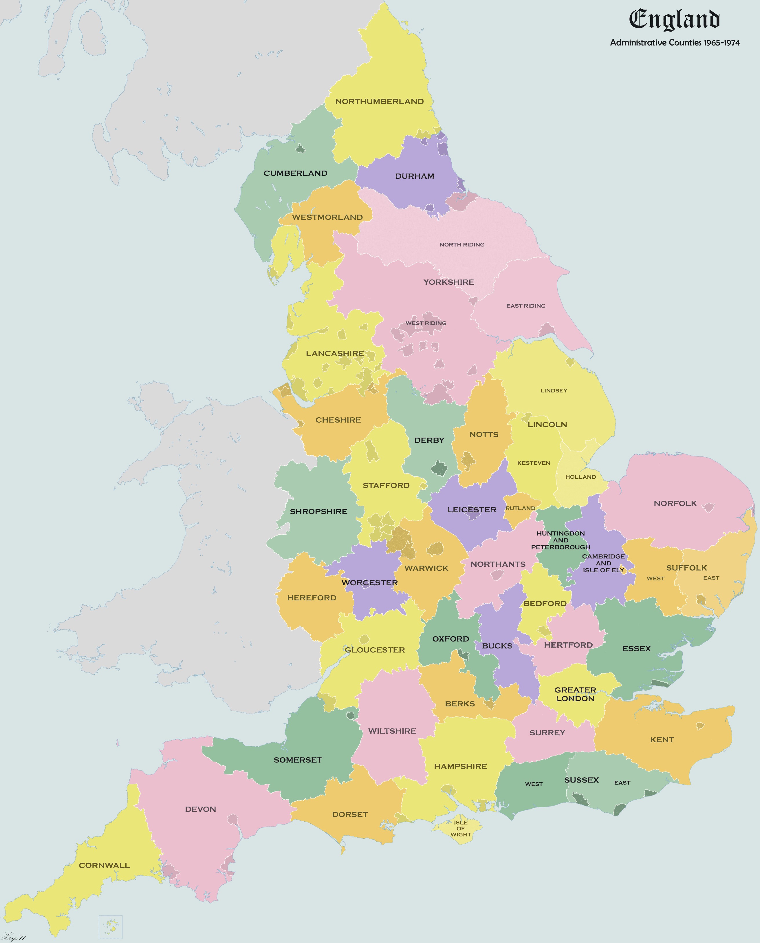England Admin Counties 1965 1974