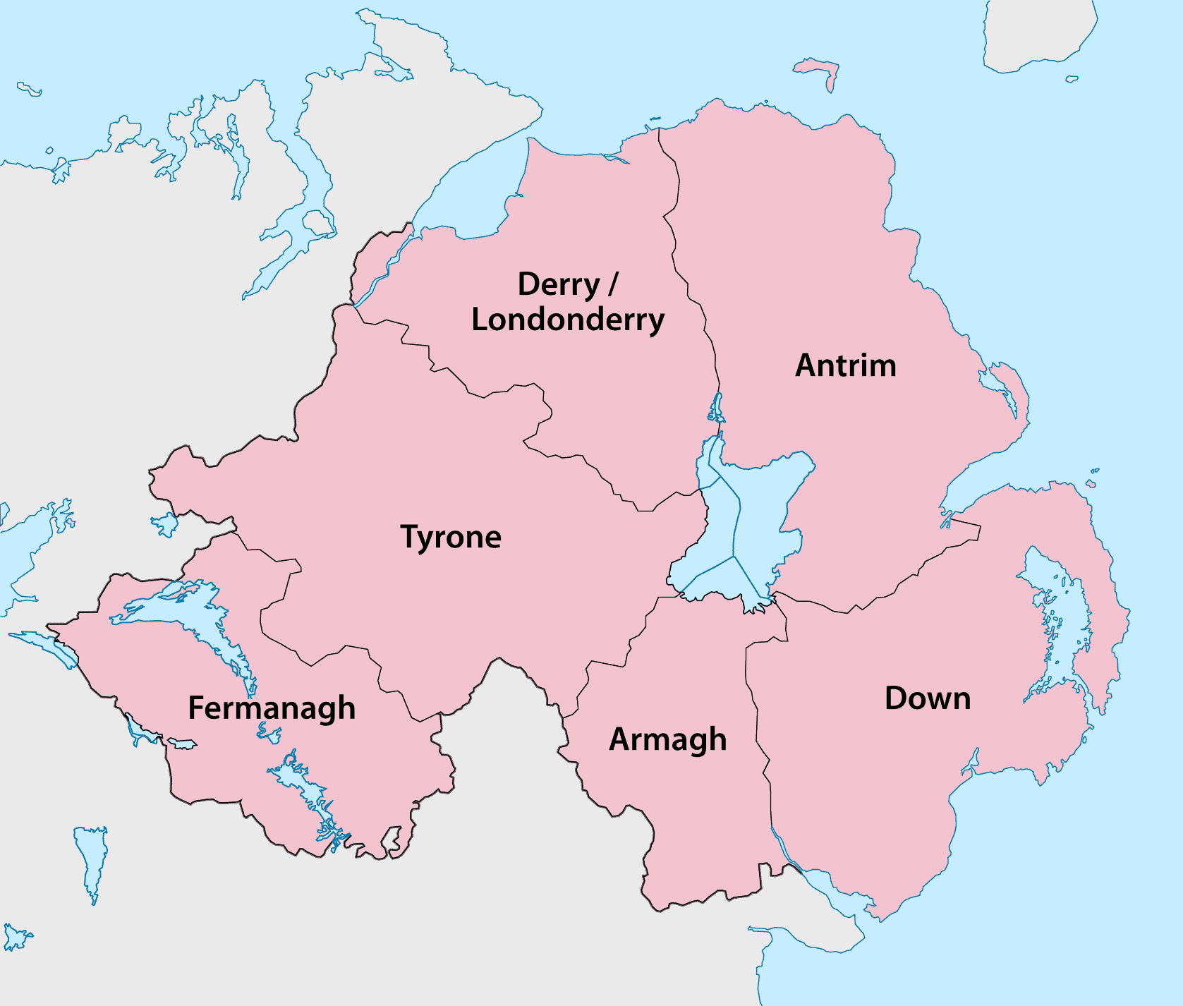 Northern Ireland Counties Map