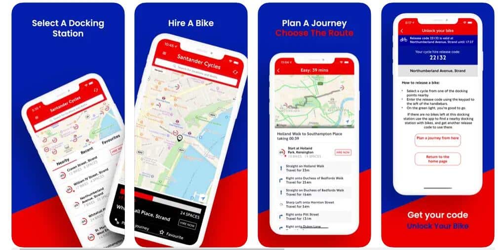 Santander Cycles App iPhone Screenshots