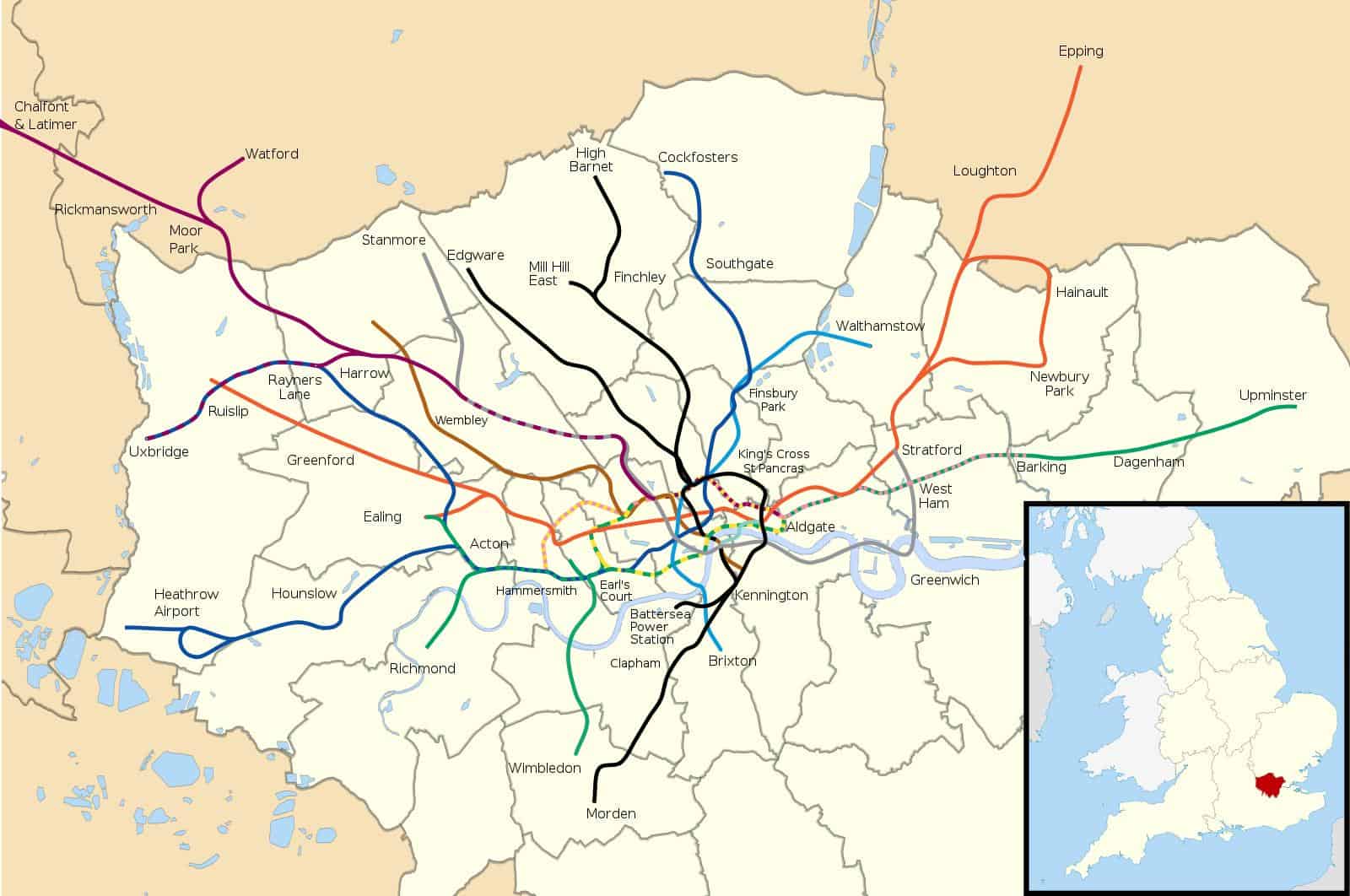 London Underground Map via Wikimedia Commons
