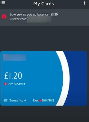 check oyster card balance from the app
